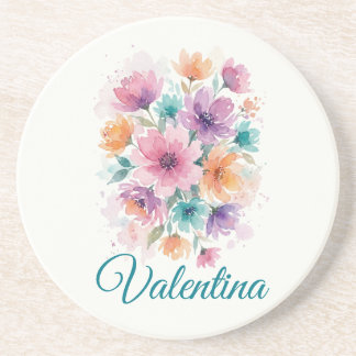 Personlig akvarellblomma Namn Coaster Underlägg