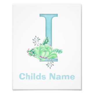 Personlig akvarellbokstav I fotoutskrift Fototryck