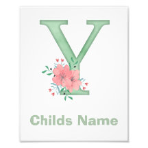 Personlig akvarellbokstav Y Fototryck