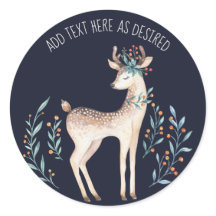 Personlig akvarellhjort BLÅ blommor Vinter