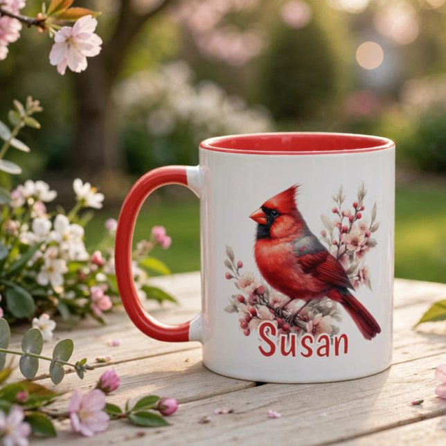 Personlig akvarellkardinal mugg (Personalized Watercolor Cardinal Mug)