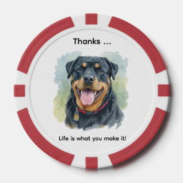 Personlig akvarellporträtt av husdjur Rottweiler Poker Marker