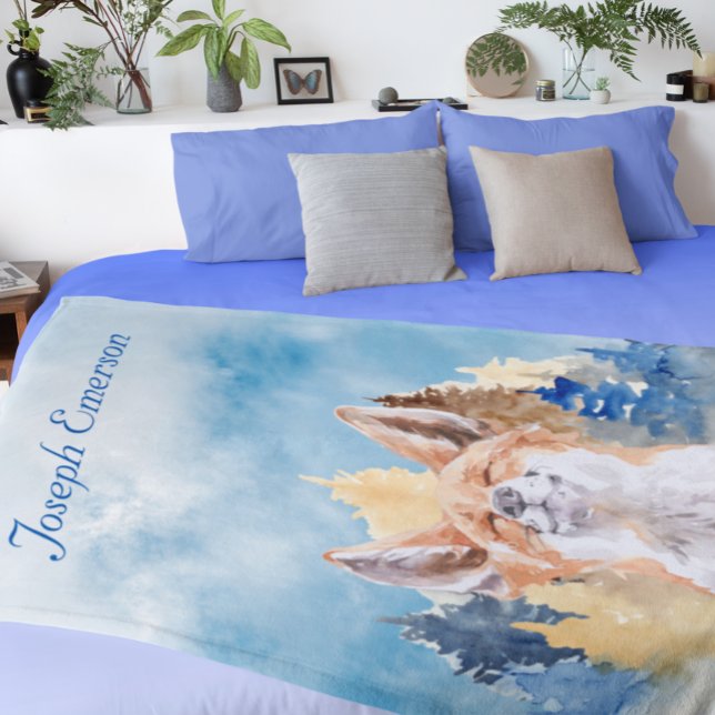 Personlig akvarellräv i skogen på trä fleecefilt (Skapare uppladdad)