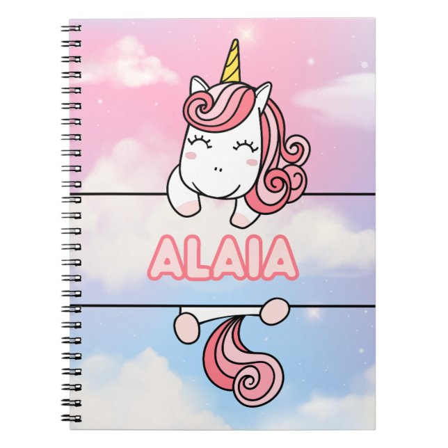 Personlig Alaia Unicorn Flickaktigt Notebook Anteckningsbok (Framsidan)