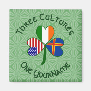 Personlig Ålandsöarna Shamrock Fyrkant Magnet