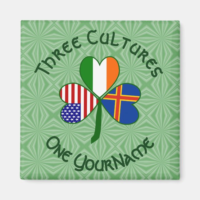 Personlig Ålandsöarna Shamrock Fyrkant  Magnet (Framsidan)