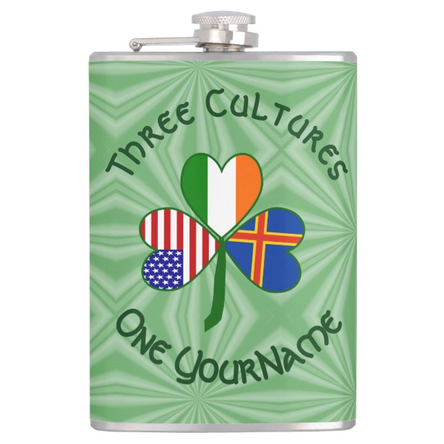 Personlig Ålandsöarna Shamrock Stor Fickplunta (Framsidan)