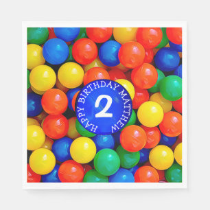 Personlig Ålder och Namn Boll Pit Théed Birthday Pappersservett