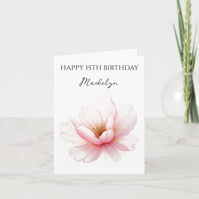 Personlig Åldersnamn Körsbärsblom Birthday Kort (Framsida)