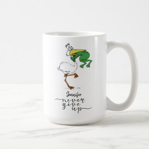 Personlig Aldrig Ge Up Frog Pelican Kaffemugg