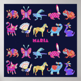 Personlig Alebrije Mexican Animals Folk Art Poster