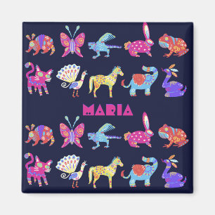 Personlig Alebrije mexikanska animalfolkkonst Magnet