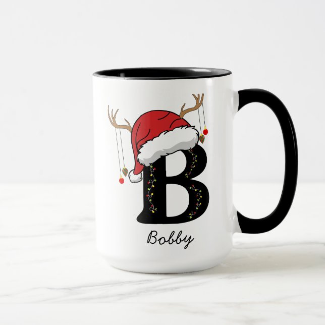 Personlig alfabet 'B' julkaffekopp Mugg (Höger)
