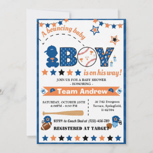 Personlig All Star Baby Shower för pojke Inbjudningar
