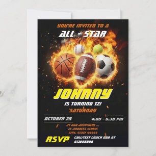Personlig All Star Sport Födelisedagsfest MVP Inbjudningar