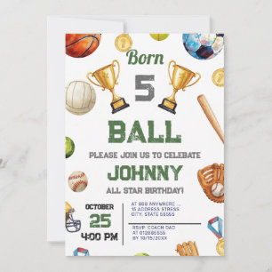Personlig All Star Sport Födelsedagsfest Inbjudan