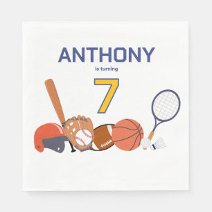 Personlig All-Star Sports Birthday Bord Napkin Pappersservett