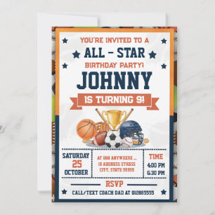 Personlig All-Star Utskrivbar Sport MVP-fest Inbjudningar