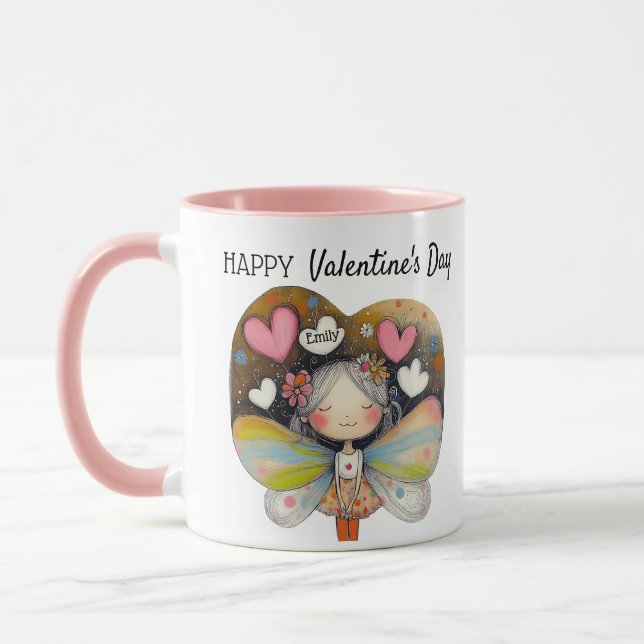 Personlig Alla hjärtans dag Fairy Candle Gift Mugg (Vänster)