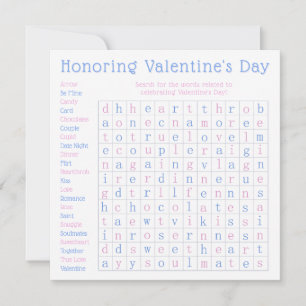 Personlig Alla hjärtans dag Ord Search Puzzle Julkort