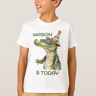 Personlig Alligator Birthday T-shirt Vild Party
