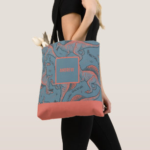 Personlig Allover tryckt Dinosaur Tote Tygkasse