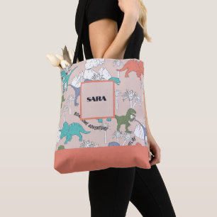 Personlig Allover tryckt Dinosaur Tote Tygkasse