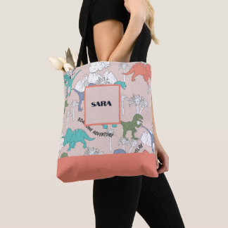 Personlig Allover tryckt Dinosaur Tote Tygkasse
