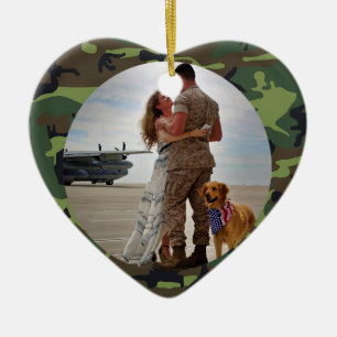 Personlig Alltid Kamouflage Foto för min Heroarmé Julgransprydnad Keramik