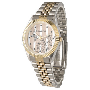 Personlig Almond Butterfly och Flowers Armbandsur