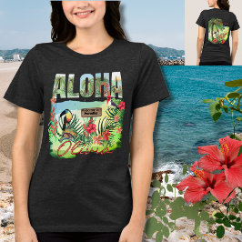 Personlig Aloha Tropical Paradise Dubbla Sided T Shirt