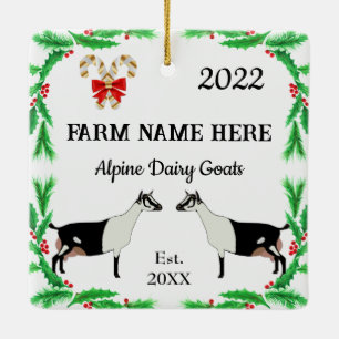 Personlig Alpine Dairy Goat Farm-jul Julgransprydnad Keramik