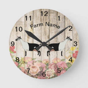 Personlig Alpine Dairy Goat Farm Round Clock Rund Klocka