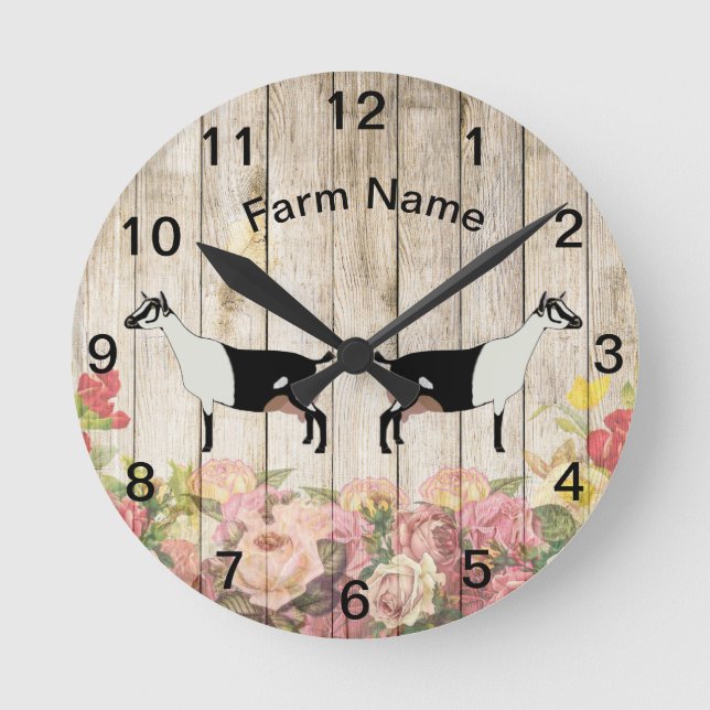 Personlig Alpine Dairy Goat Farm Round Clock Rund Klocka (Framsida)