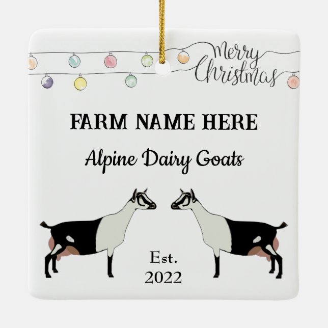Personlig Alpine Dairy Goat White-jul Julgransprydnad Keramik (Baksida)