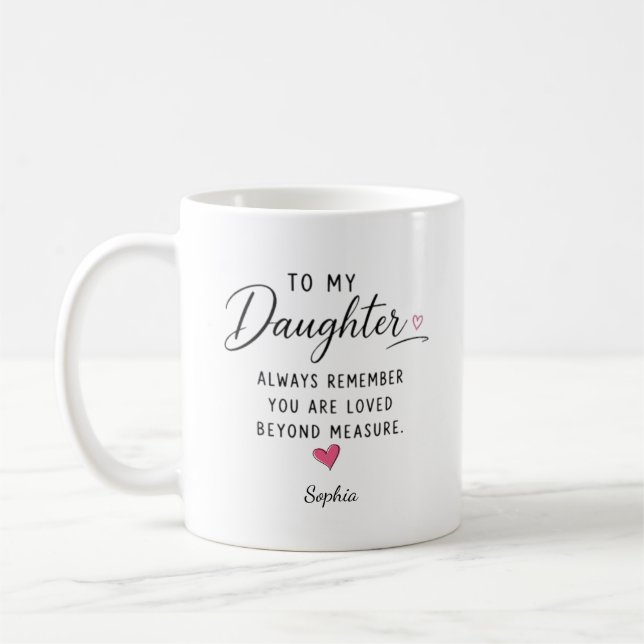 Personlig älskad bortom allt mått dotter kaffemugg (Vänster)