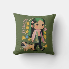 Personlig, älskling som går med Pug Kudde