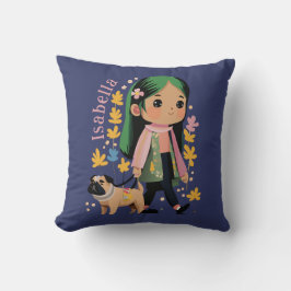 Personlig, älskling som går med Pug Kudde