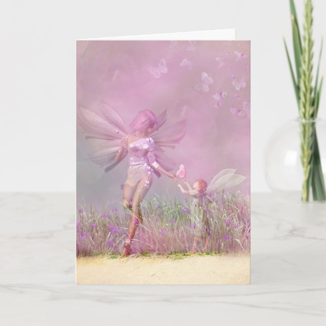 Personlig Älvor vid modern Rosa för flickor Helgkort (Framsida)