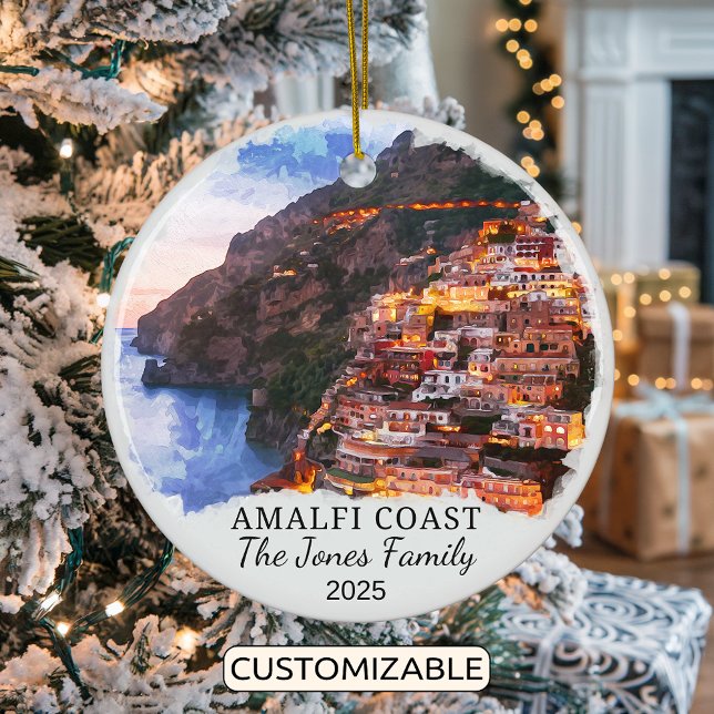 Personlig Amalfi Kusten, Italien Gift Julgransprydnad Keramik (Skapare uppladdad)