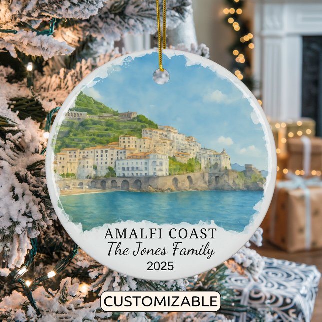 Personlig Amalfi Kusten Ornament, Italien Julgransprydnad Keramik (Skapare uppladdad)