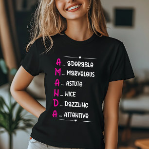 Personlig Amanda Namn Art T Shirt
