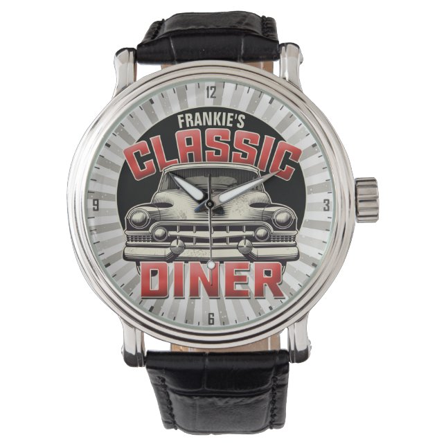 Personlig American Classic Car Retro Middag Cafe Armbandsur (Framsida)