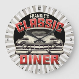 Personlig American Classic Car Retro Middag Cafe Stor Klocka