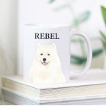 Personlig American Eskimo Samoyed Hund Kaffemugg<br><div class="desc">Jag är i kärlek med denna vackert detaljerade vattenfärgsillustration av en amerikansk eskimo-hund eller samoyed! Anpassa det keramiska mugg med ditt namn eller monogram och jämn och byt handtag färg för att komplimentera din dekoration! Ändra typsnitt genom att markera alternativet "Redigera med design verktyg" vid anpassning. Köp resten av min...</div>