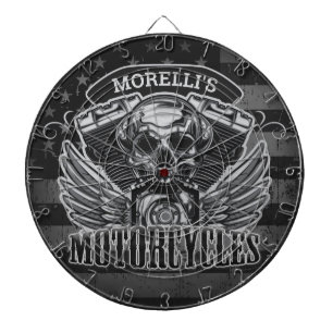 Personlig American Flagga Biker Skull-motorcykel Darttavla