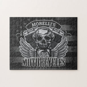 Personlig American Flagga Biker Skull-motorcykel Pussel