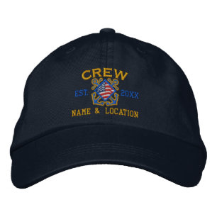 Personlig American Flagga Crew Nautical Embroider Broderad Keps