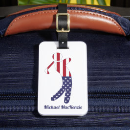 Personlig American Flagga Golf Player Bagagebricka
