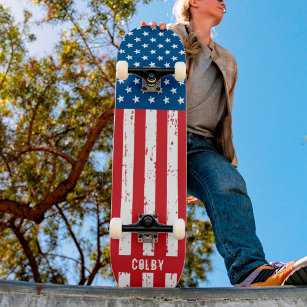 Personlig American Flagga Patriotic Anpassningsbar Mini Skateboard Bräda 18,5 Cm